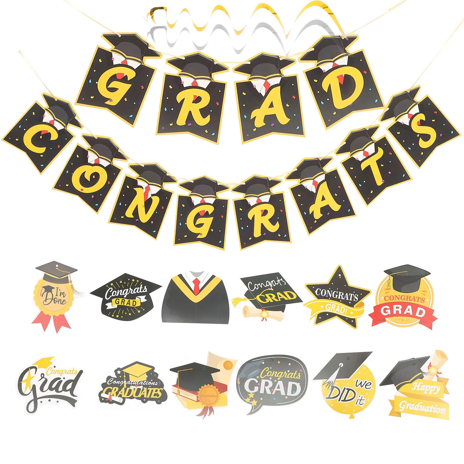 

1 Set Themed Hanging Sign Spiral Decor Pvc Pendant Party Layout Prop Classroom Ceiling Decoration Graduation Hanging Ornaments
