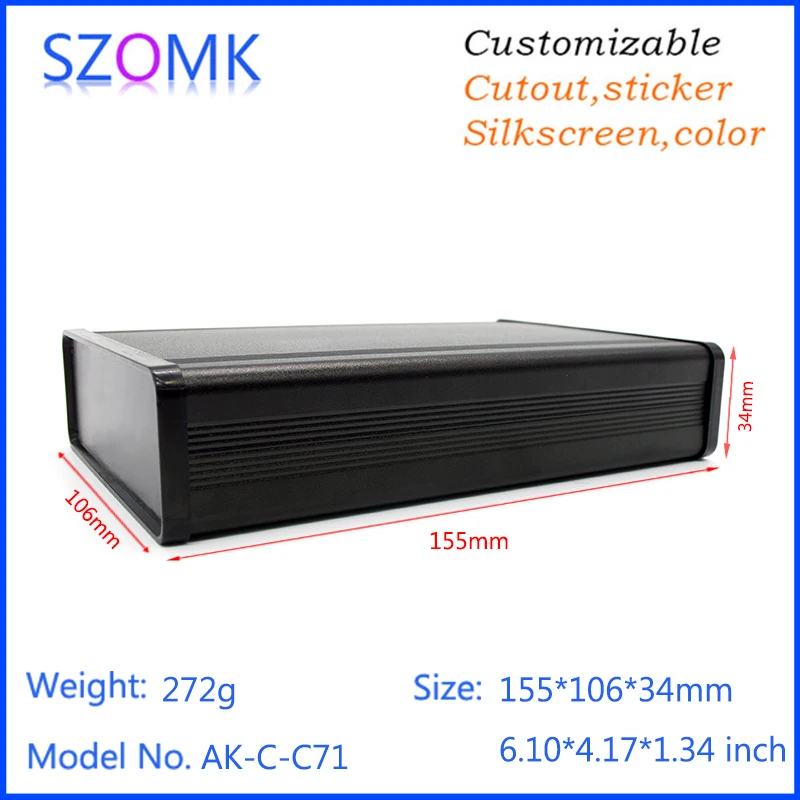 1Pcs 34*106*155mm szomk aluminum amplifier case electronic equipment enclosure szomk split type aluminum extursion box