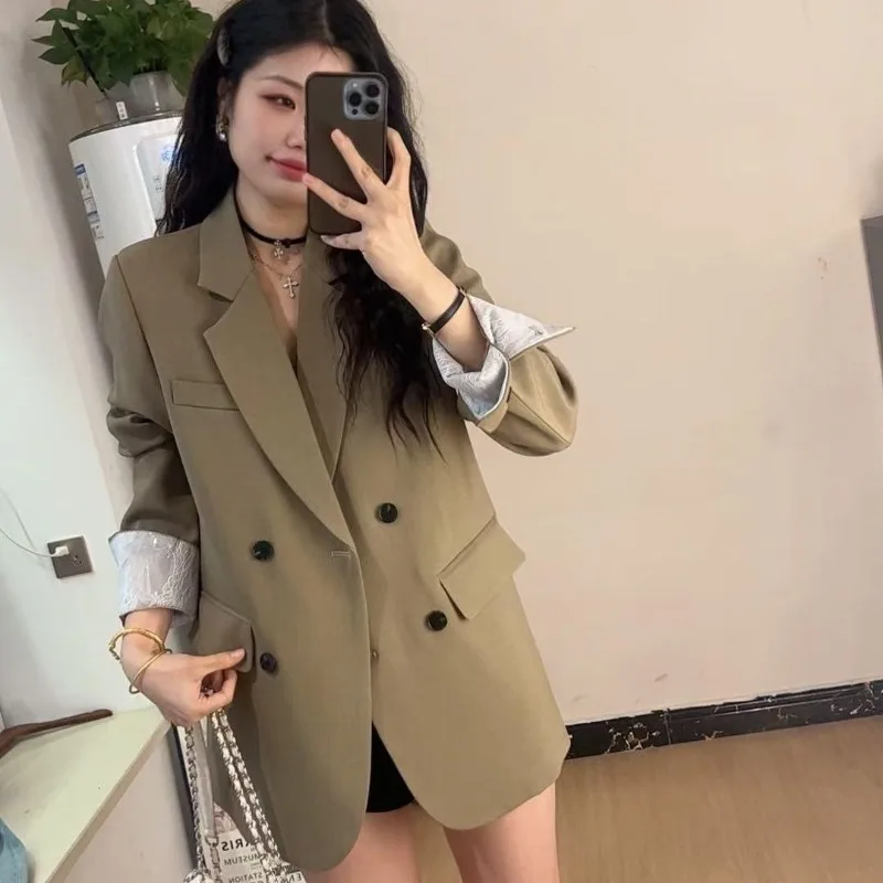 

Unique Small Suit Jacket 2025 Spring Autumn New Korean Style Loose Casual High end Lace Patchwork Blazer Full Long Sleeve