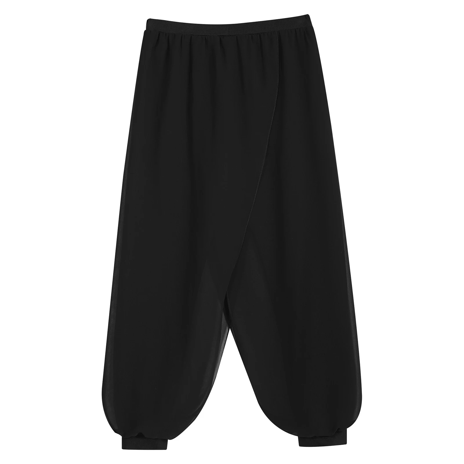 Детские классические шаровары в этническом стиле для девочек, танцевальная одежда, шифоновые свободные брюки с разрезом для танца живота, костюм для танца на сцене