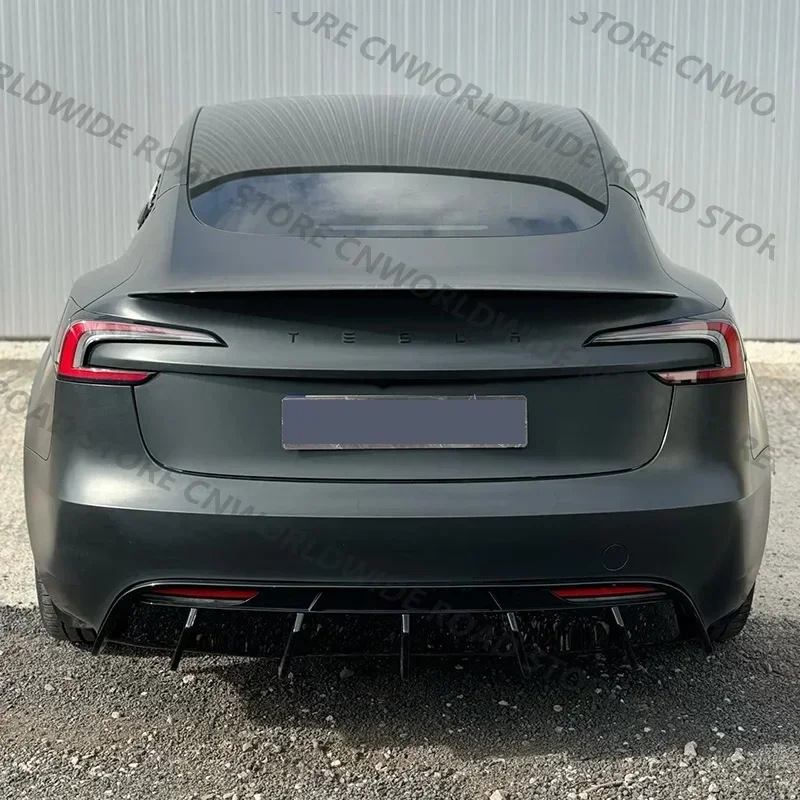 For Tesla 2024+ Model 3 Highland Body Kit Spoiler Rear Diffuser Front Bumper Lip Side Skirt Parts Aero Fast Tunning Matte Black