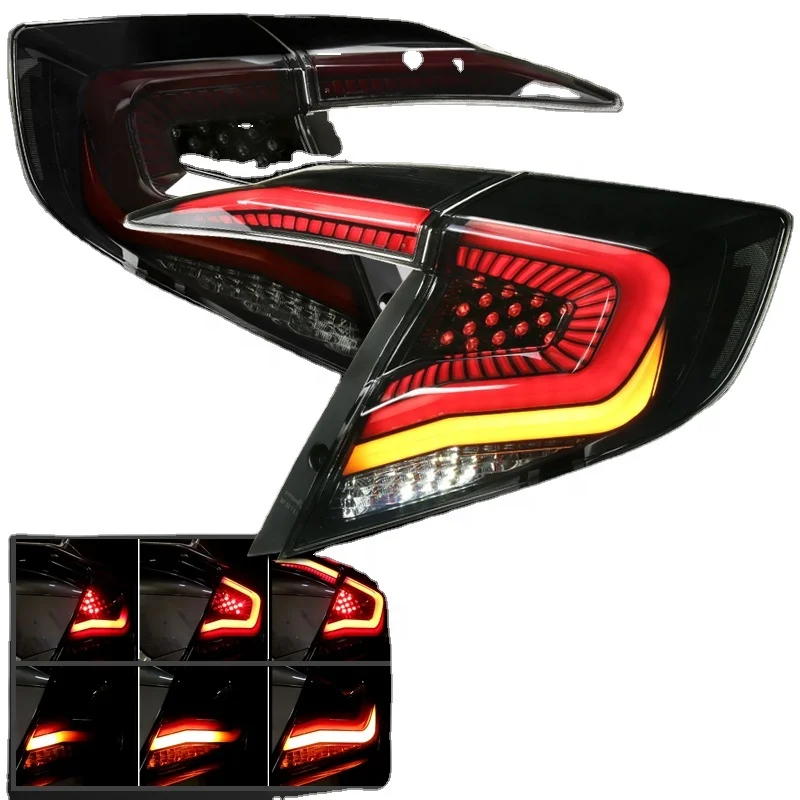 US Stock LED Tail Lights For Civic 2016-2019  Rear Lamp Turning+Reversing+Brake light