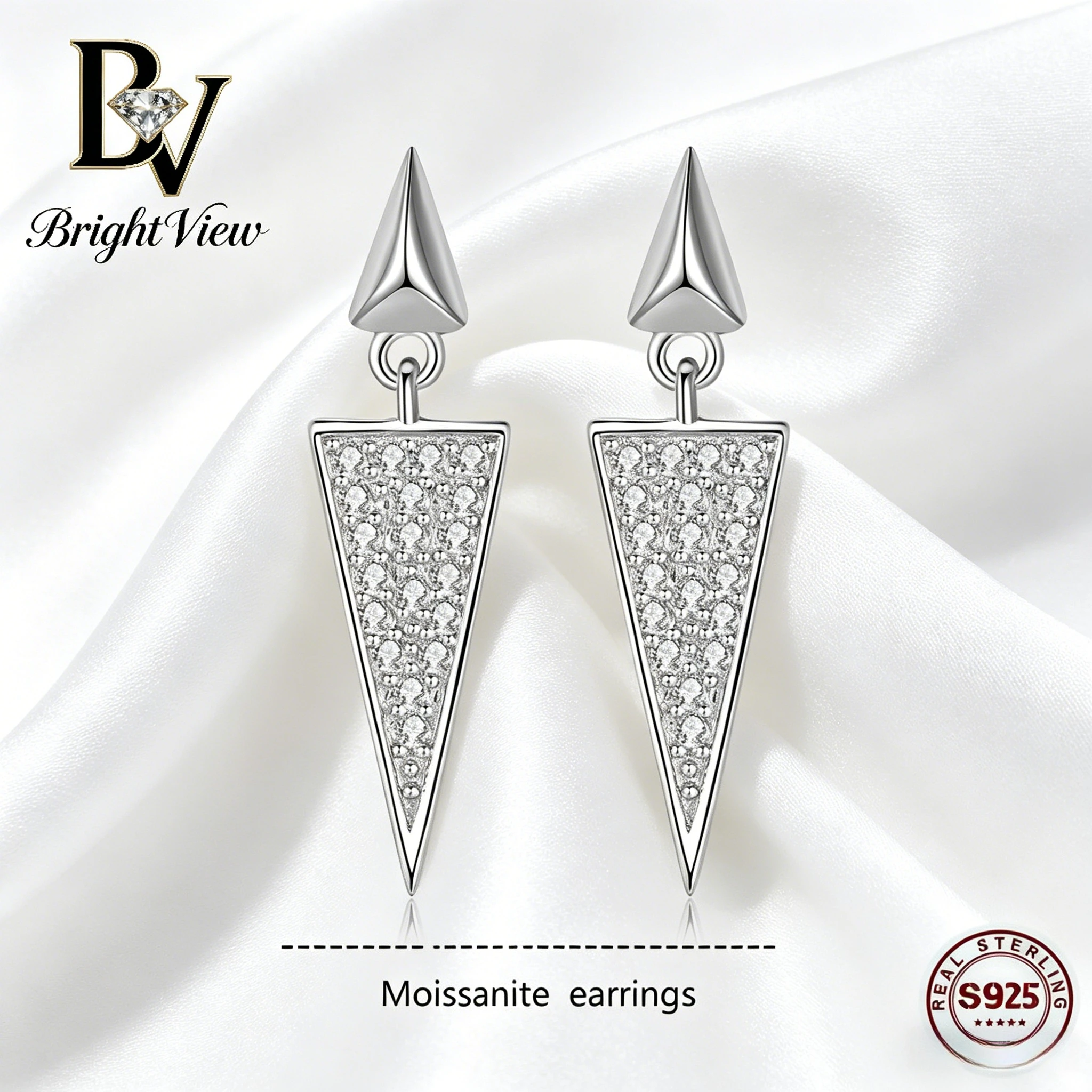 

S925 Sterling Silver Moissanite Drop Earrings for Women Star Cone Love Pave Setting Dangle Earrings Hypoallergenic Fine Jewelry