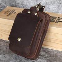 Crazy Horse Leather motorcycle Bag For Men Genuine Leather Belt Bag High Vintage Men's Waist Pack Male Hip Phone Packs Bag