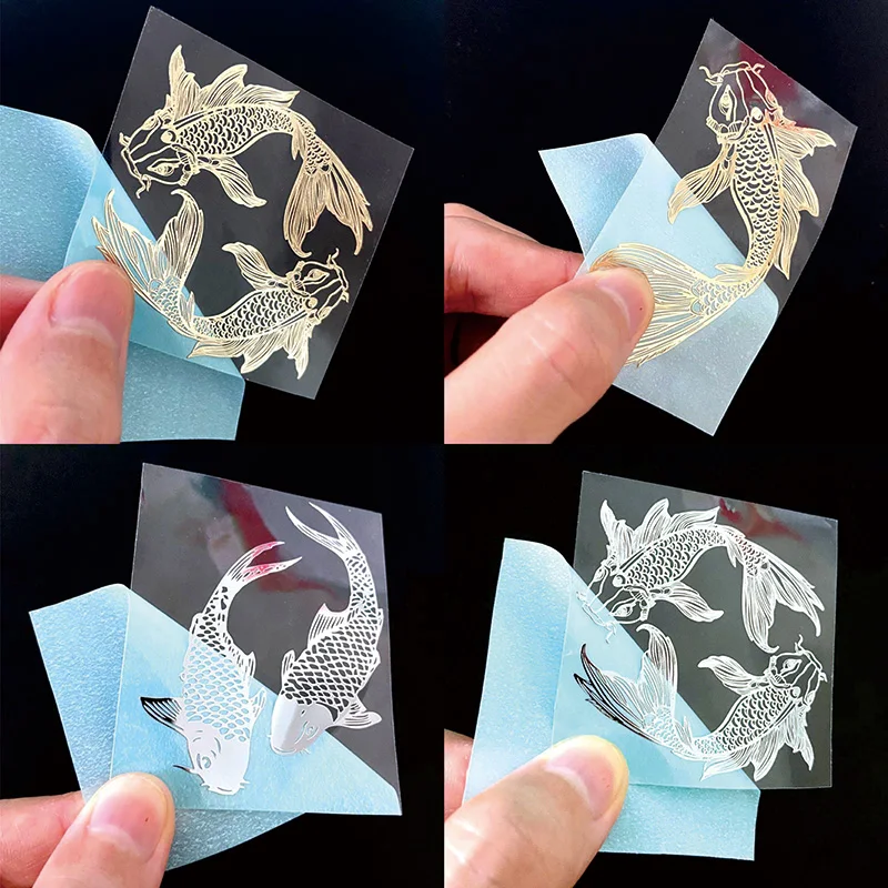 Tai Chi baguatu fish metal transfer sticker Koi Pisces mobile phone back stick auspicious carp laptop DIY decorative sticker