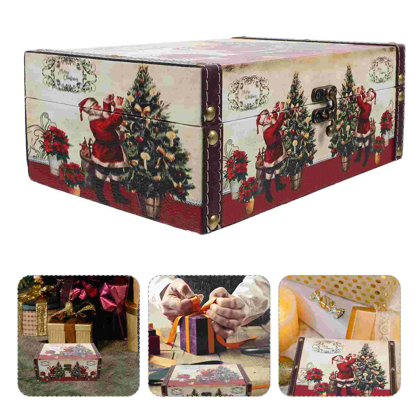 

Christmas Bin Jewelery Storage Case Wooden Box Candy Boxes Handbag Dinnerware Chest