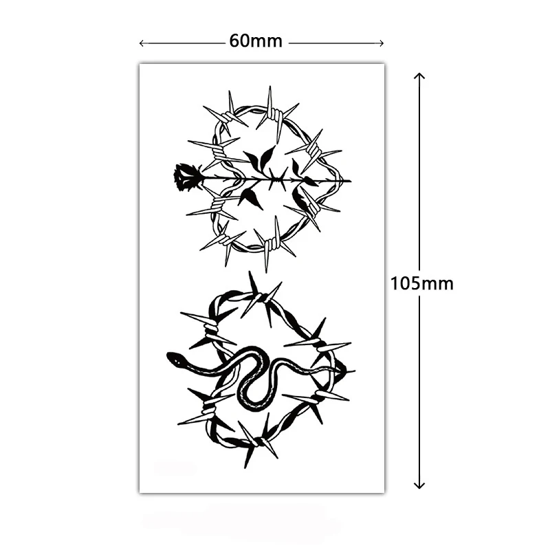 Tattoo Stickers Black Snake Rose Flower Nail Love Heart Element Temporary Waterproof Tatoo for Men Women Makeup Hand Body Art