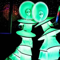 LED Robot Suits White Stilts walker Adults Halloween Costume Glowing Dress Party Show Stage Performance Costumes