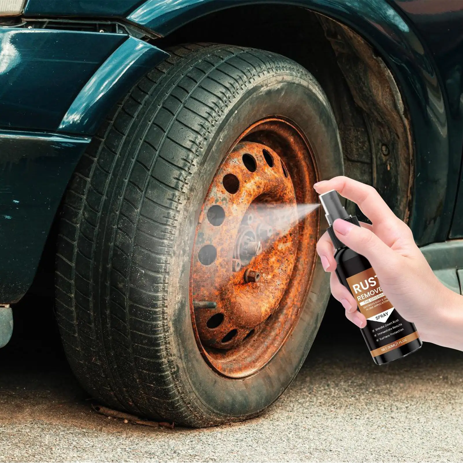Rust Remover Spray For Metal Heavy Duty Rust Remover Effective Concentrated 30ml/1 Fl.oz Fast-Acting Long-Lasting Cleaner