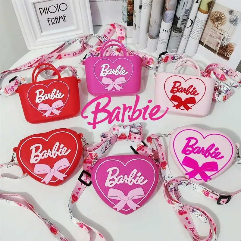 Torby na ramię Barbie dla dziewczynek Cute Cartoon torebki w kształcie serca torebka różowe torby typu Crossbody prezenty świąteczne dla dzieci