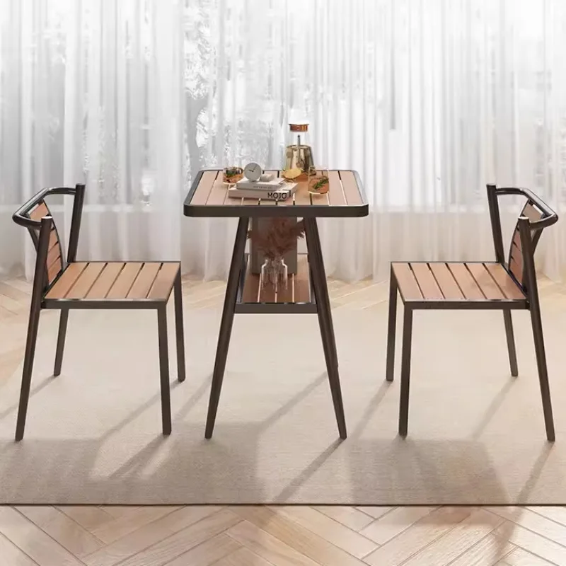 

Outdoor balcony table and chair three-piece leisure tea table and chair combination can accommodate one table and two chairs sma