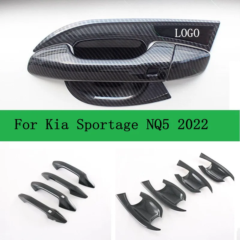 For Kia Sportage Hybrid HEV PHEV NQ5 2022 2023 Accessories  Handle Door Bowl Cover Protector ABS Carbon Fiber Styling