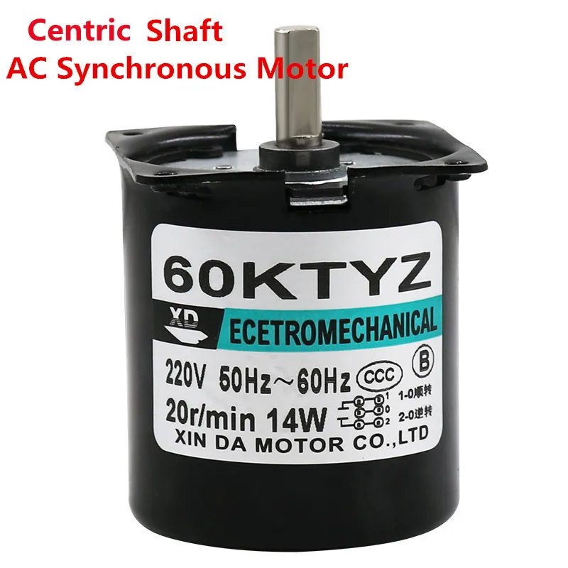 60Ktyz Centric As Ac Synchrone Motor 220V14W Gear High Torque Lage Snelheid Permanente Magneet Twee-weg Motor