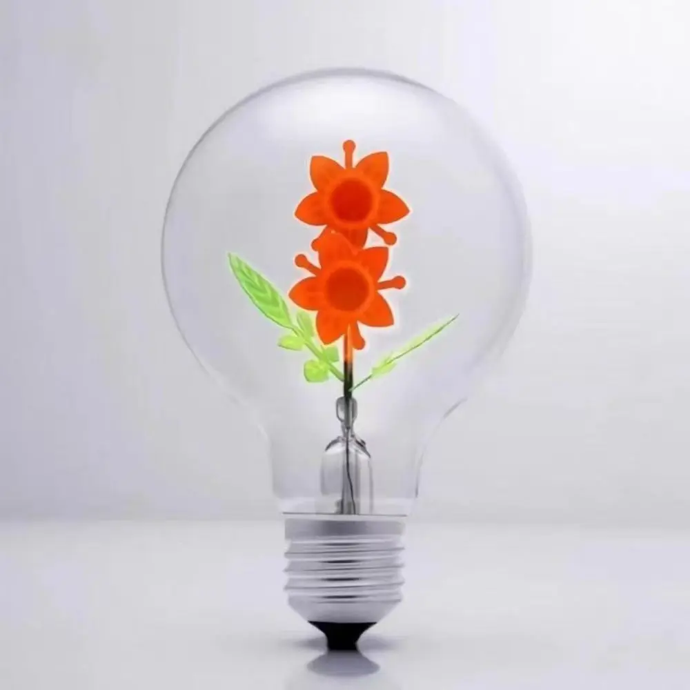 Energy Saving Rose Flame Light Bulb Heart Sunflower Art Light Bulb Love Screw Holder Creative Night Lamp Decoration