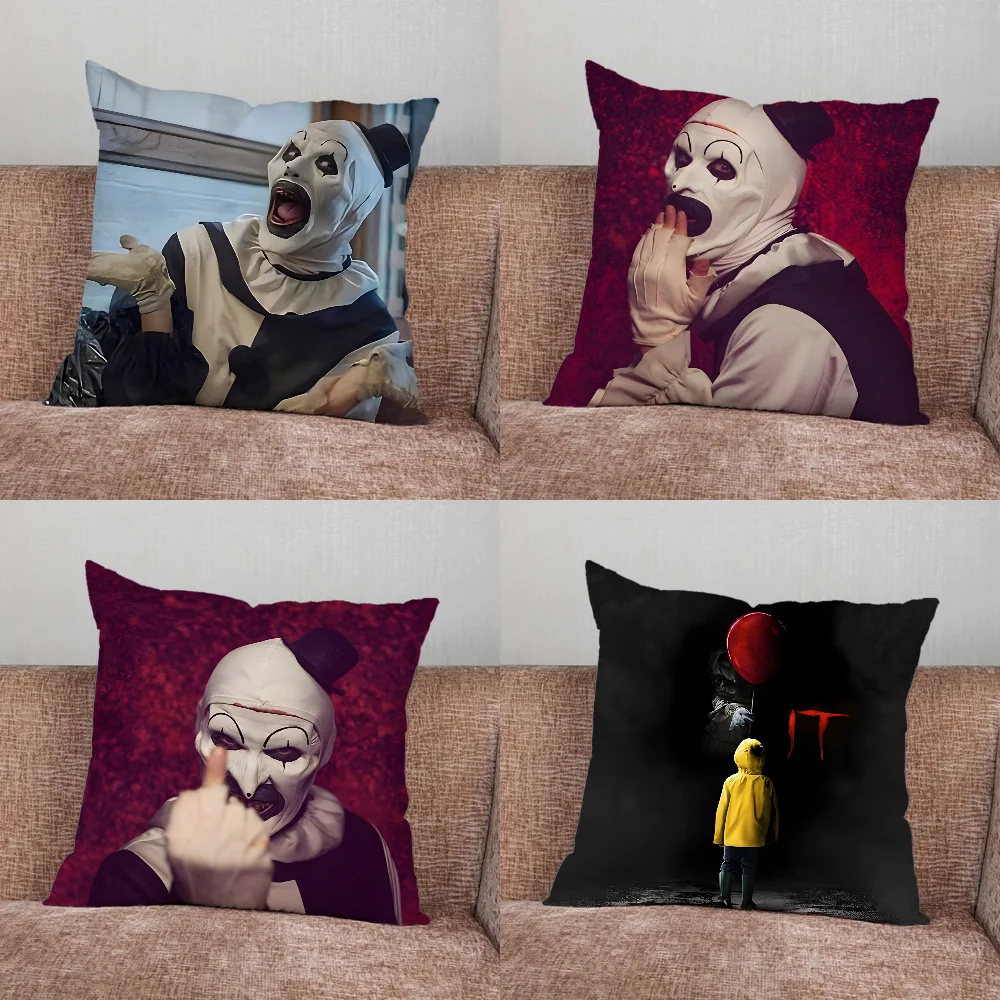 

Art the Clown T-Terrifiers Pillow Case For Home Bedroom Car Office Decoration Living Room Sofa Cushion Cover Suitable