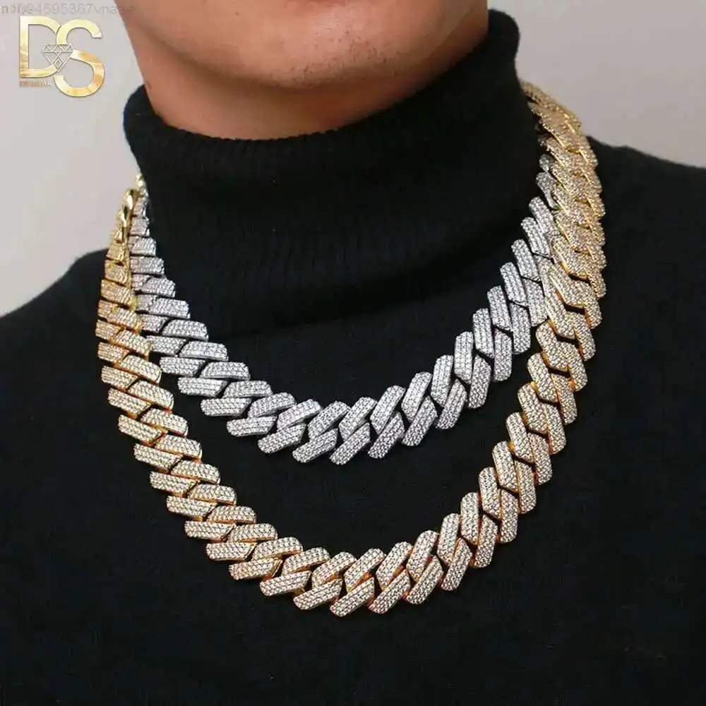 

Wholesale Iced Out Moissanite 925 Silver 10mm 12mm 14mm 20mm Cuban Link Chain Bracelet Necklace