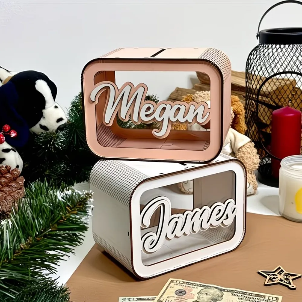 1 Stück Personalisierte Holz-Spardose, Gravierte Sparbüchse mit Namen, Geburtstags- und Weihnachtsgeschenk für Jungen und Mädchen – Detail 5