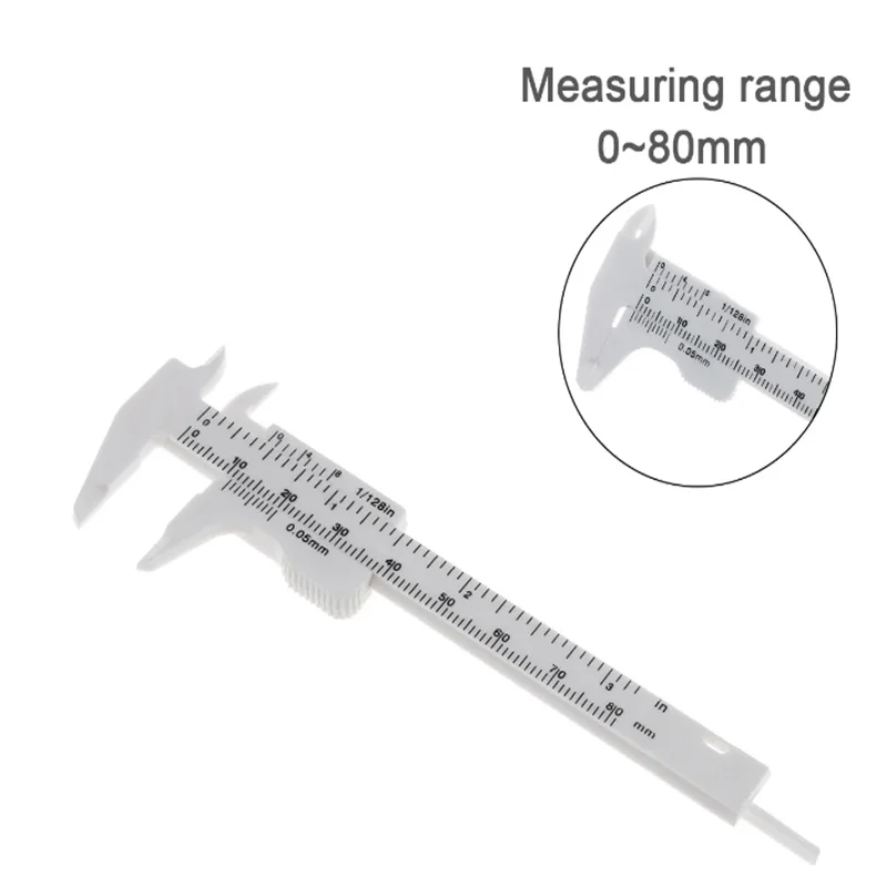 Mini paquímetro Vernier com escala de regra dupla, plástico Student Dial Gauge, micrômetro, régua de medição, diâmetro interno, profundidade Meter, 0-80mm