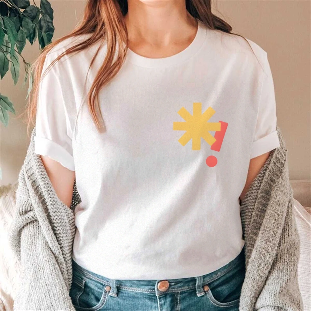 Camiseta gráfica estrela exclaim camiseta premium algodão de alta qualidade oversize colorido camiseta símbolo impressão minimalista estilo y2k