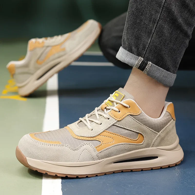 

Нескользящая защитная обувь для мужчин, рабочая обувь с пластиковым носком и защитой, легкие рабочие ботинки, дышащие удобные защитные ботинки