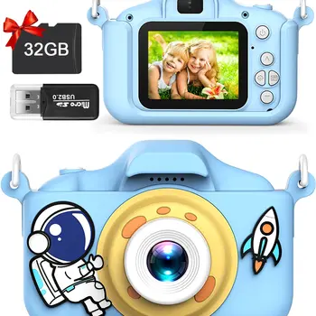 New Cartoon Kids Selfie Camera HD Children Digital Video Cameras Toys with 32GB SD Card for Children Christmas Birthday Gifts