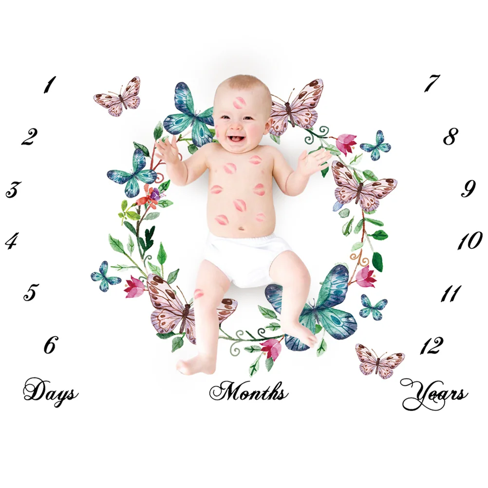 Baby Monthly Growing Blanket Newborn Infants Photo Blanket DIY Photography Background Props Backdrop Baby Sh