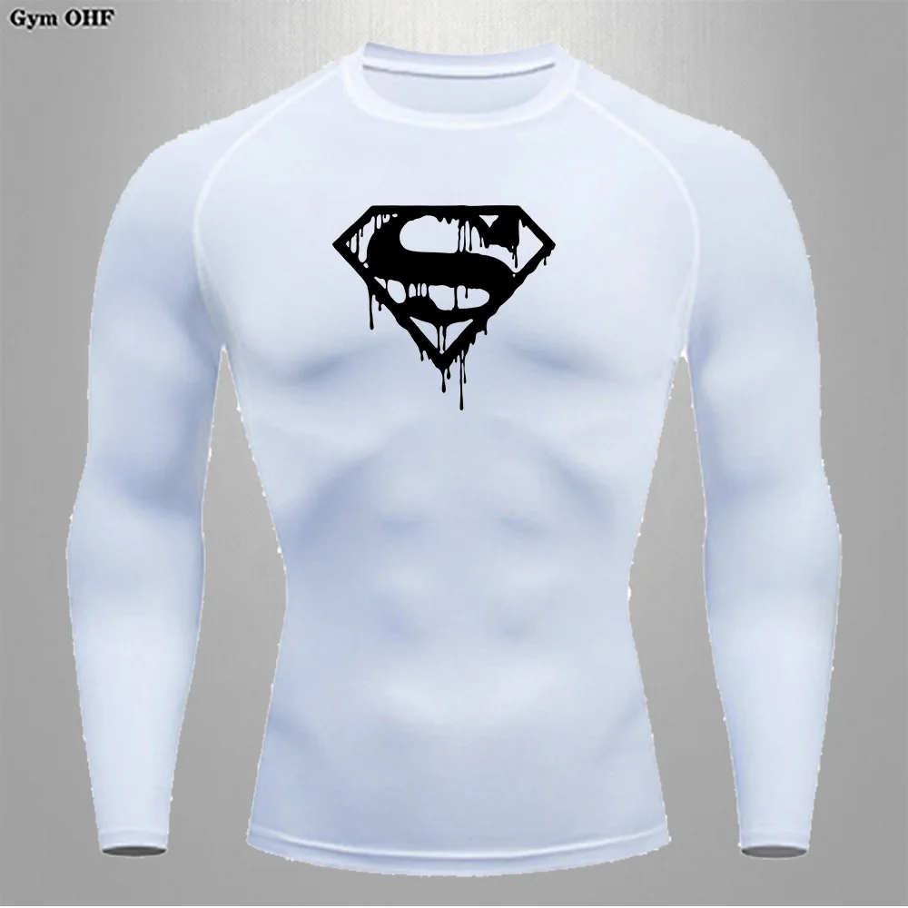 Tees For Man Compression Quick Drying Long Sleeves For Men Yoga Fitness Jujitsu Workout Athletic Top GYM MMA Sportswear Training