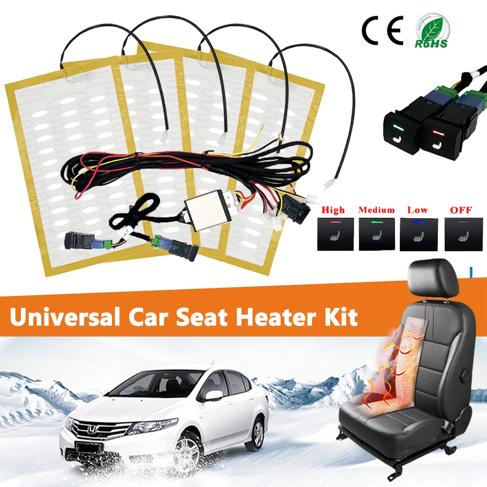 DC 12V Car Seat Heater Kit Fit 2 Seat Alloy Wire Fast Heating Pads 3-Level Switch For Toyota Camry Corolla RAV4 LEVIN Highlander