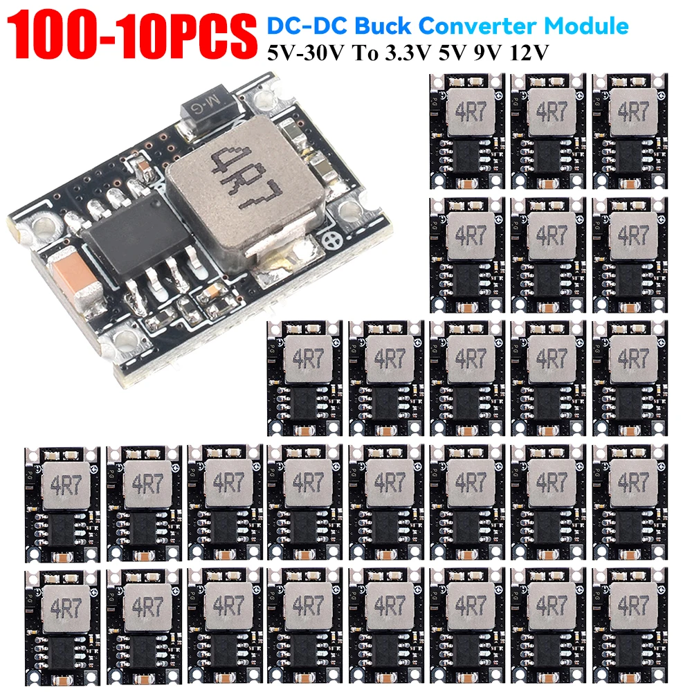 

10-100PCS DC-DC Buck Converter Step Power Supply Module 5V-30V To 3.3V 5V 9V 12V 3A Voltage Regulator for Car Motorcycle Battery
