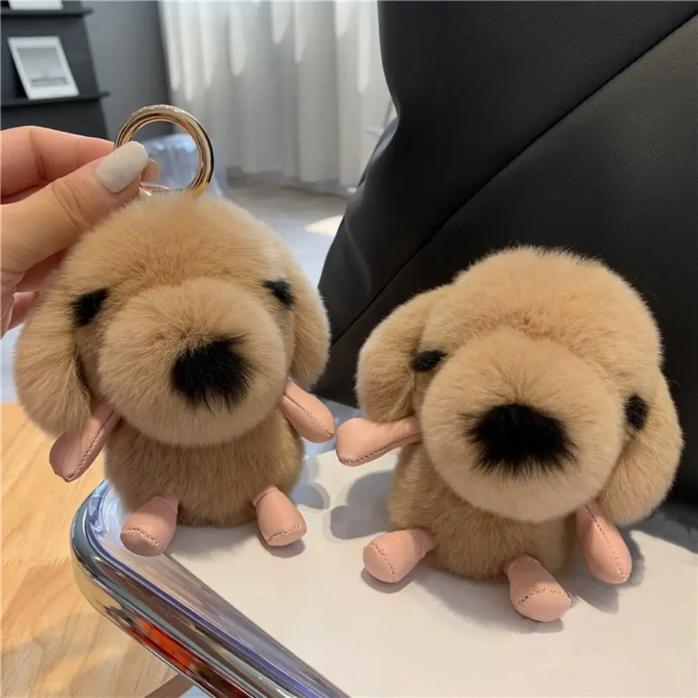 Fashion Cartoon Rabbit Fur Keychain Fluffy Chubby Plush Toys Car Hangings Charm Plush Dolls Keychain Gift