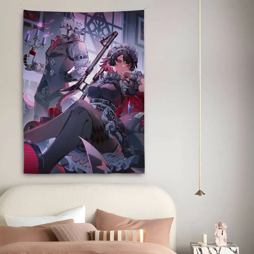 لافتة فنية لخلفية الديكور من Ellen Joe Zenless Zone Zero Tapestry لغرفة النوم والحديقة الخارجية من الألياف الدقيقة