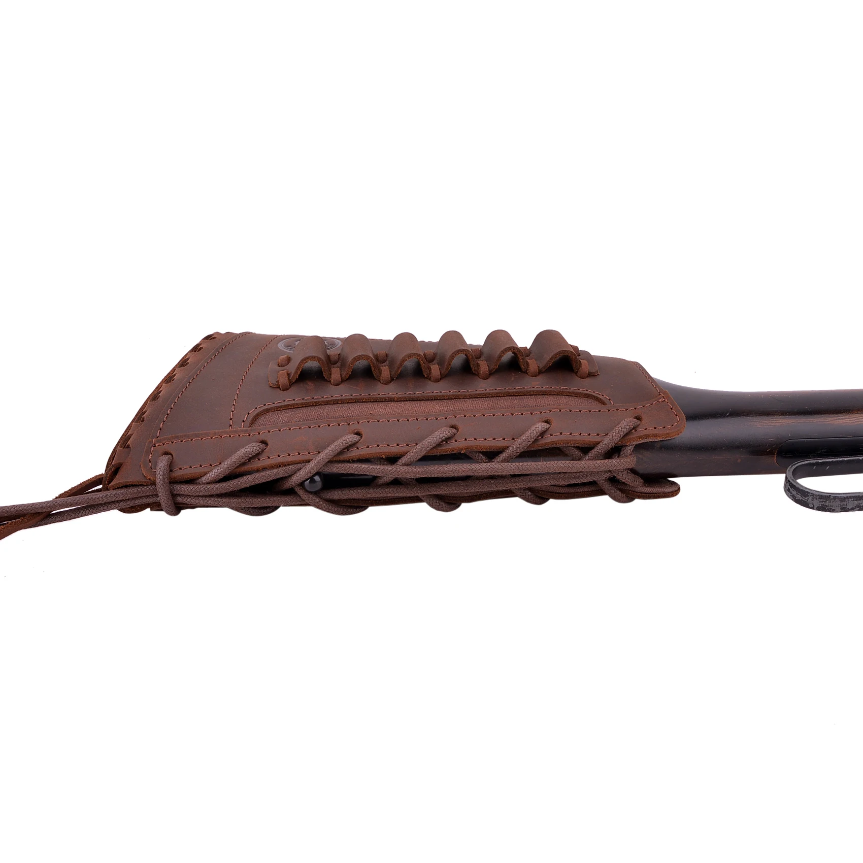 Leather Gun Buttstcok Rifle Ammo Cartridge Holder Cheek Rest Pad For Right Handed .308 .30-30 .45-70 .22LR 12GA 16GA 20GA