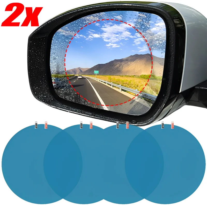 2pcs New Car Sticker Rainproof Film Cars Rearview Mirror Mirror Rainproof and Fogproof Sticker Auto Safety Driving Accessories