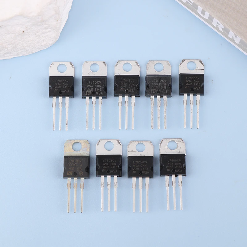 10pcs/lot Three-terminal voltage regulator L7805~L7824CV TO-220 power supply voltage regulator chip voltage regulator Module IC