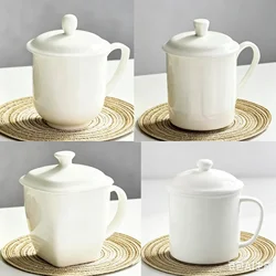 500ML, bone china tumbler, pure white ceramic wake up cup with lid, coffee mug, thermo mug for office, porcelain drinkware