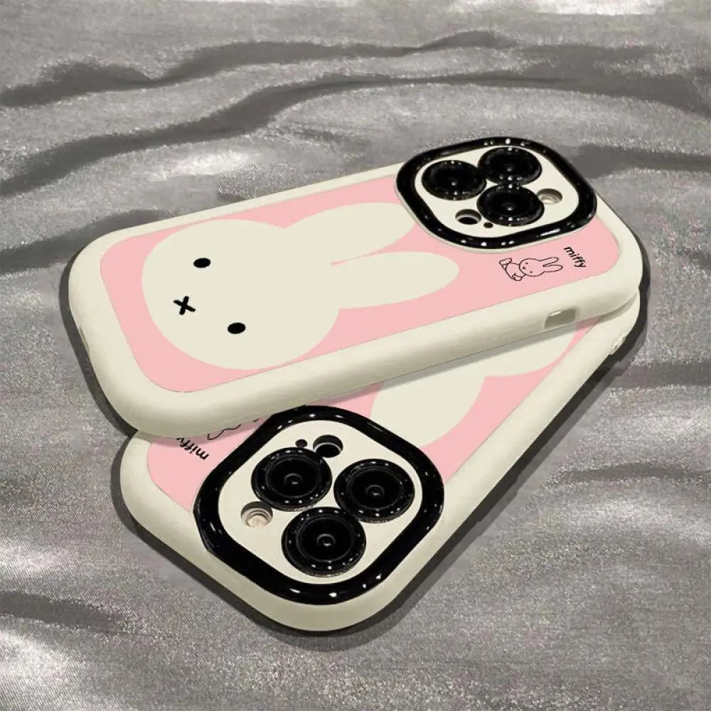 

Miniso Cute Anime Cartoon Frosted Graffiti Painted Miffy Rabbit Phone Case Is Suitable for Iphone13 14 15 16Promax