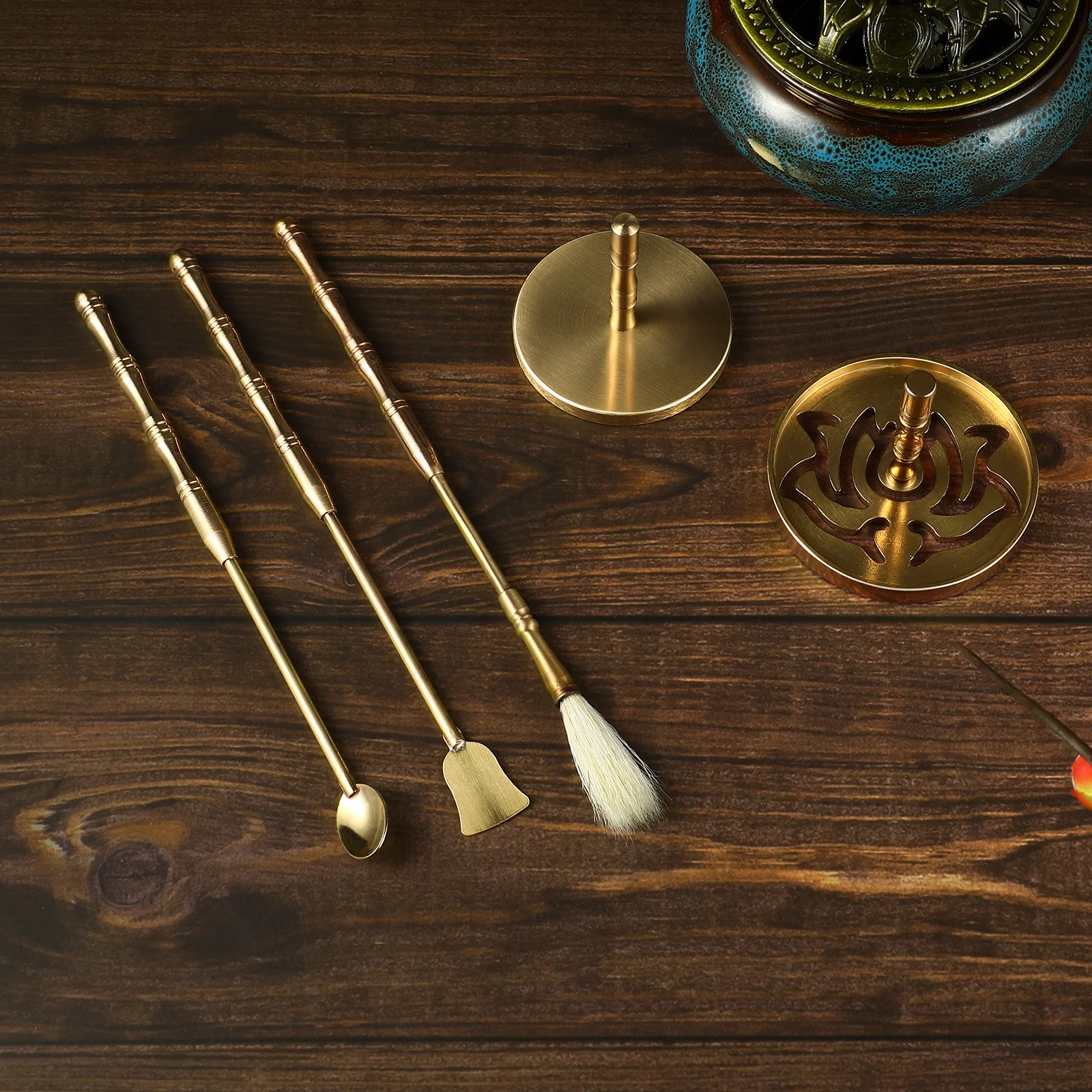 

5 pcs Brass Incense Tool Set Hollow Flower Mold Kit For Diy Incense Making Aromatherapy Home Decor Meditation Yoga Gift