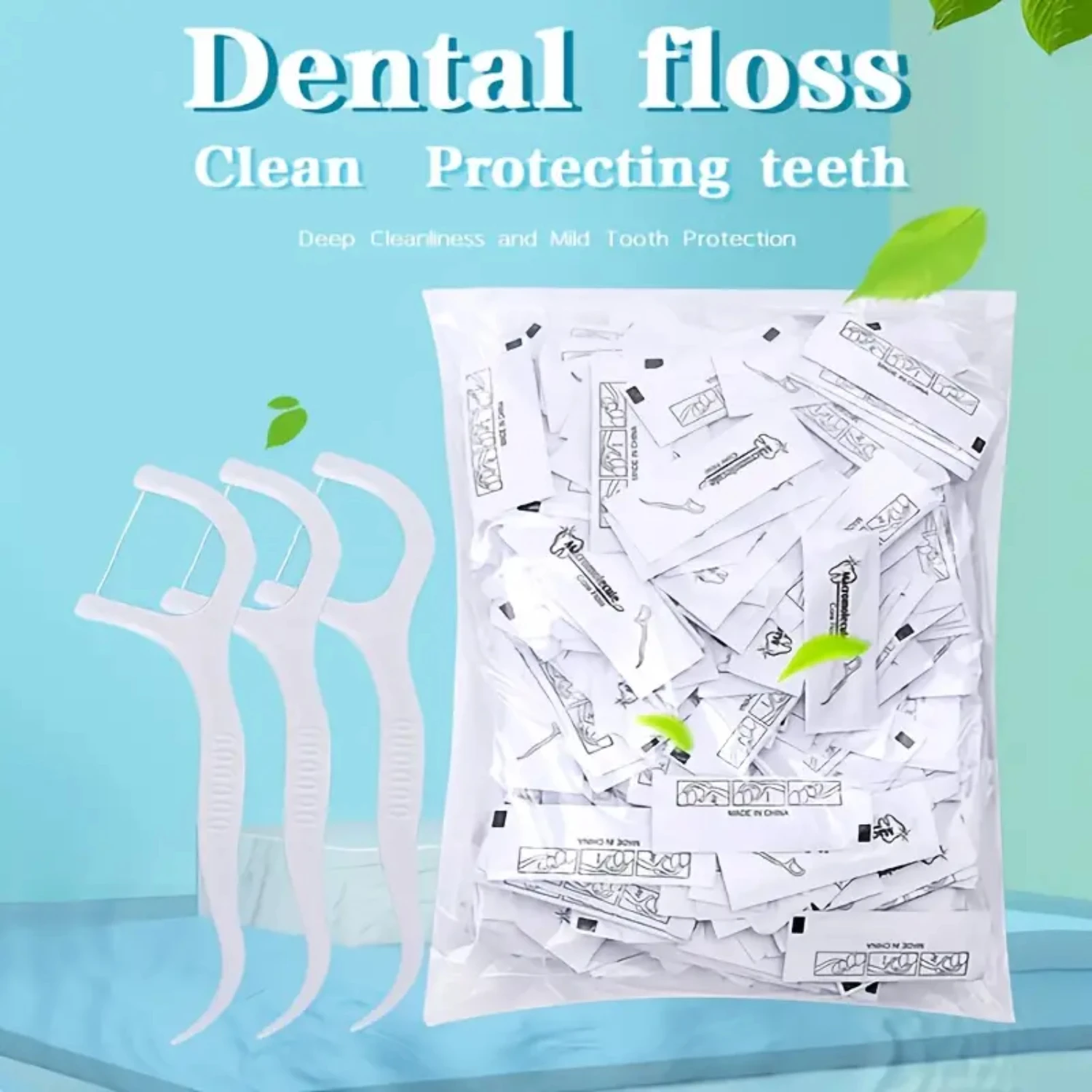 Convenient High-Quality Eco-Friendly Dental Floss Sticks - 500pcs/Pack of Individually Packed Disposable Hygienic Dental Floss P