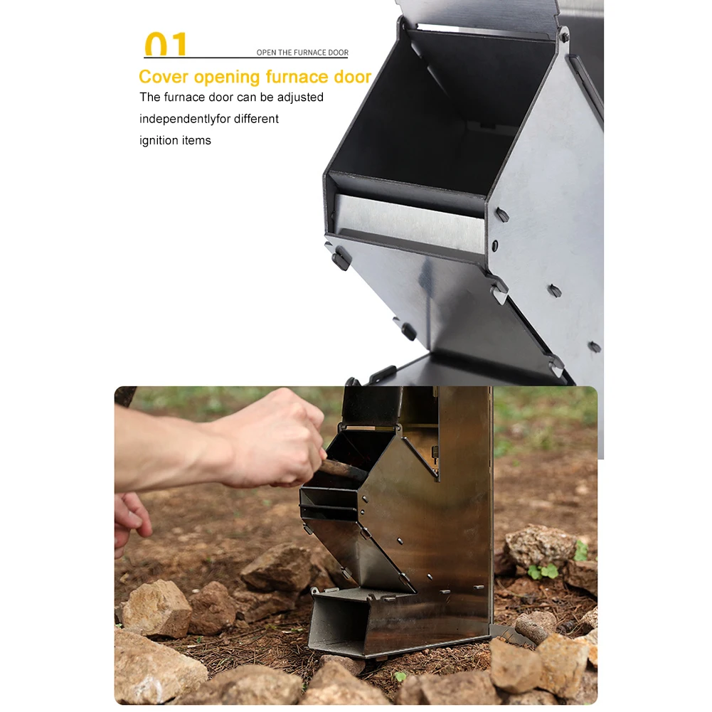 

Складная дровяная печь из нержавеющей стали, портативная съемная дровяная горелка, кухонная плита, походная палатка, печь для пикника, барбекю