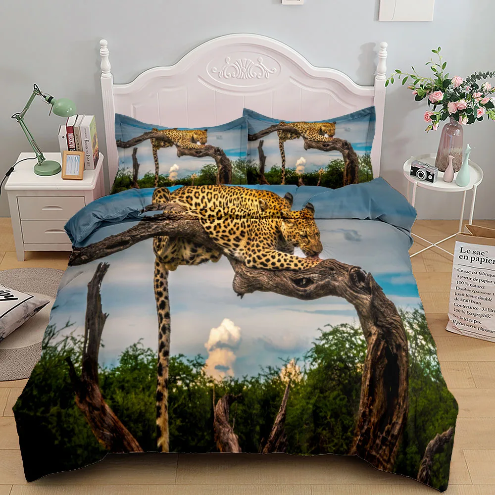 African Savannah Cheetah Wild Bedding Set King Queen Twin Single Size Duvet Cover Pillow Cases Bed Linen Set