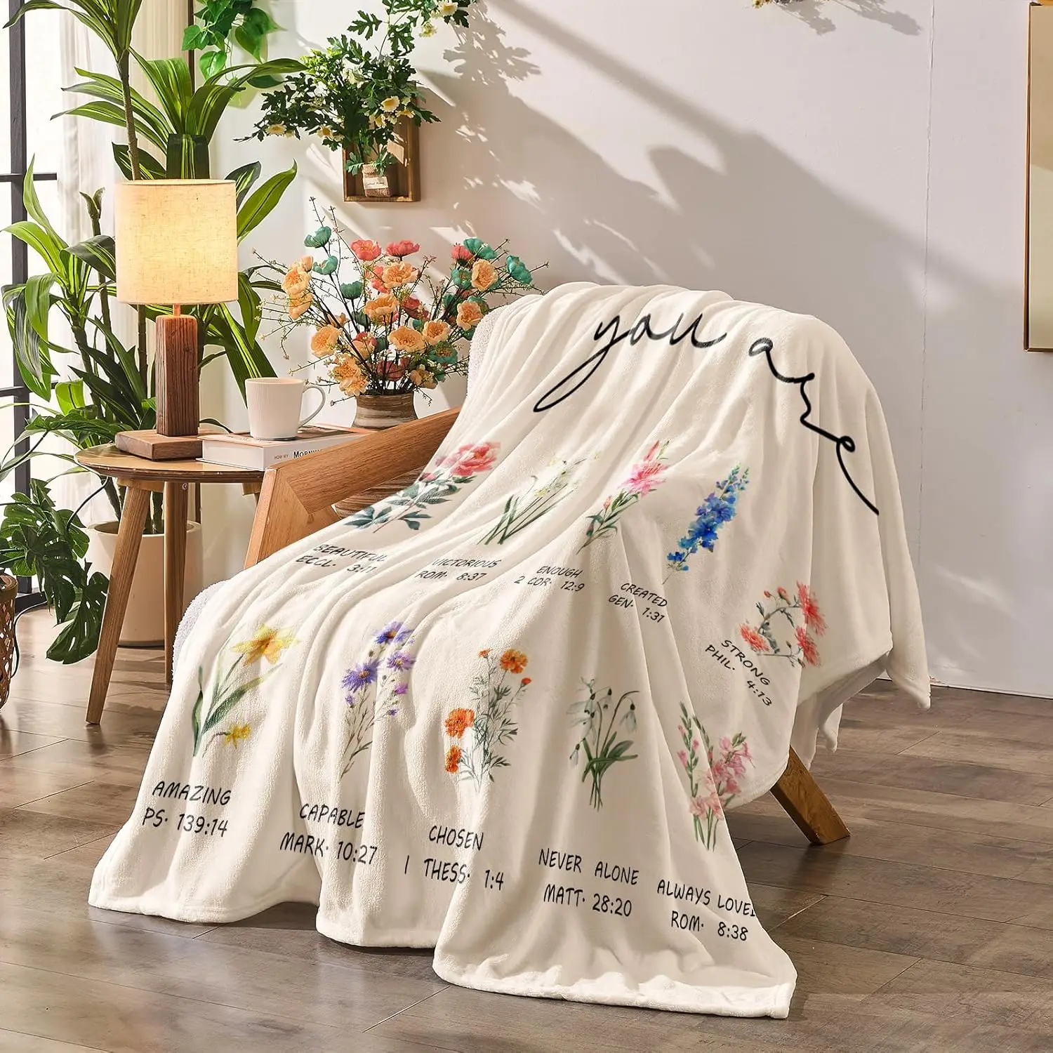 هدايا مسيحية للسيدات من VIKAMA: بطانية زهور دينية، بطانية غطاء زهور، بطانية هدية عيد ميلاد ناعمة للسيدات #1