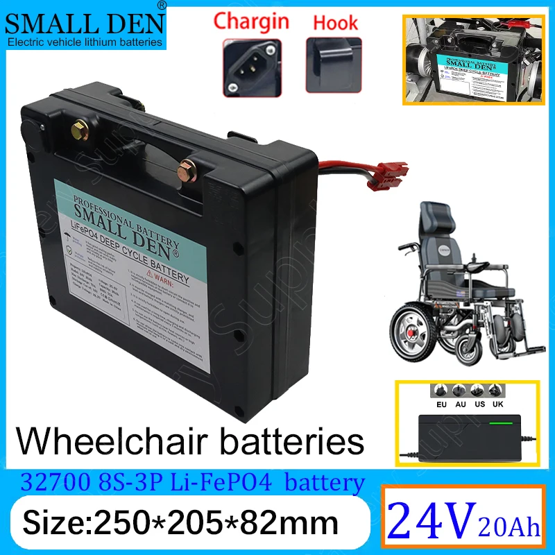 

NEW 24V 20Ah Lifepo4 Electric wheelchair dedicated battery For 25.6V E-wheelchair scooter power tool+29.2V 5A Charger