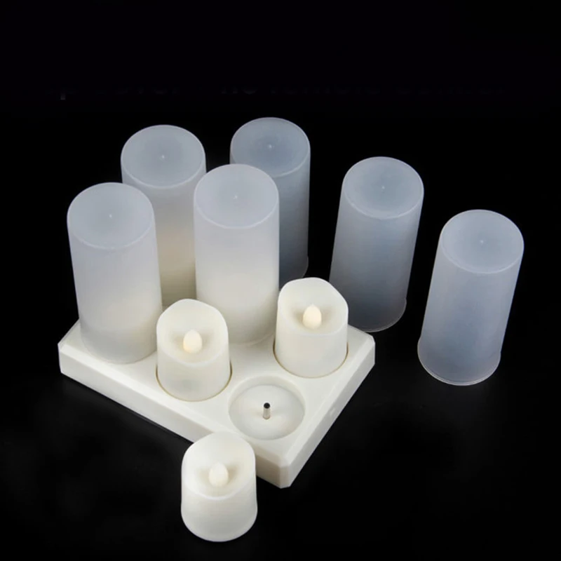 6pcs USB Rechargeable LED Candles With Charger And Timer Remote Flicker Christmas Tealights Home Decoration Electronic Candles 