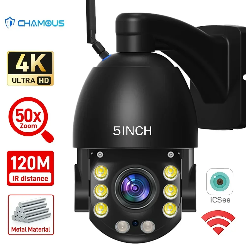 4K 8MP WiFi IP Camera 50X Zoom PTZ Surveillance Outdoor 393ft Laser Night View Security-Protection CCTV Video Camera ICsee