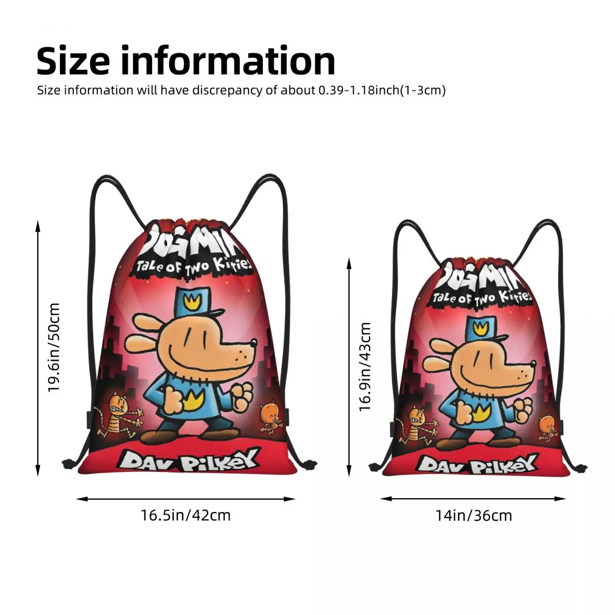 Dog Man Manga Anime Drawstring Bags Football Backpack Gym Sackpack String Bag for Yoga