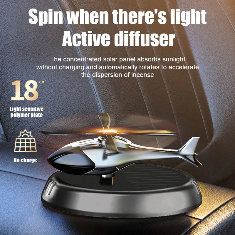 Solar Car Fragrance Helicopter Air Freshener Ornaments Decor Decoration Rotating Aroma Diffuser for Home Office
