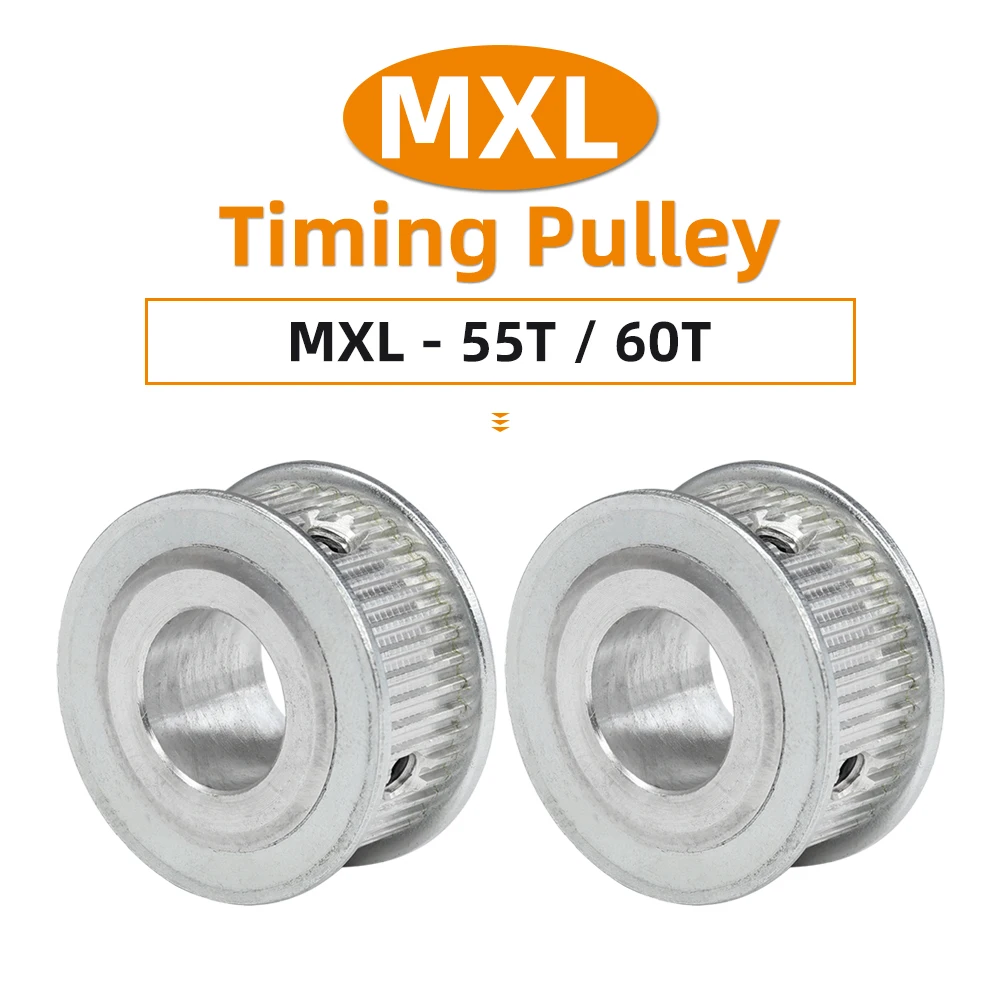 MXL 55T 60T Timing Pulley Bore 5-25mm Pitch 2.032mm Alloy Motor Pulley Belt Width 6/10mm 55 Teeth 60 Teeth For 3D Printers Parts