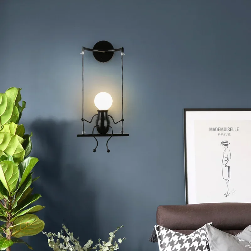 Nordic Creative Personality Simple Ironwork Simple Living Room Bedroom Bedside Children's Room Dinning Kitchen Decor Wall Light