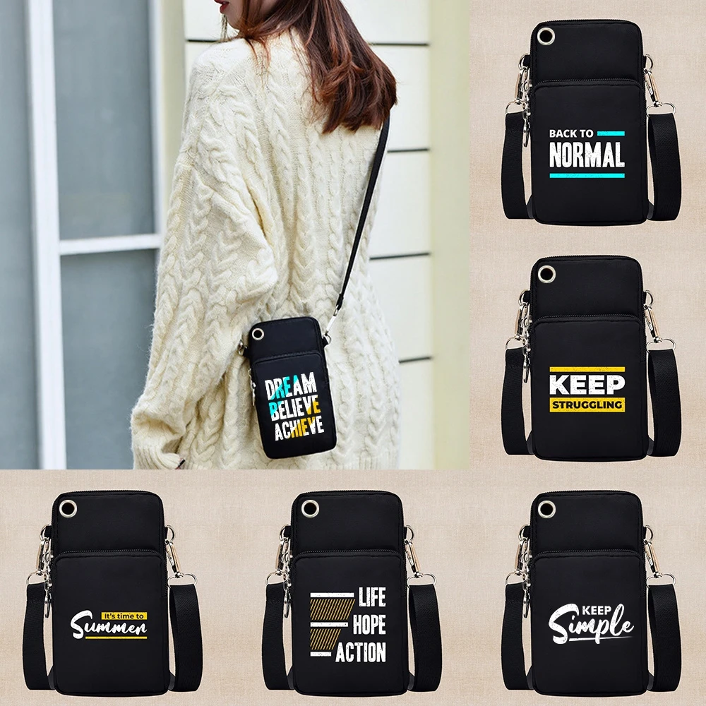 

Universal Mobile Phone Bag Phrase Pattern Arm Cover Running Sports Coin Pouch Pocket Mini Shoulder Shoping pouch pursebags