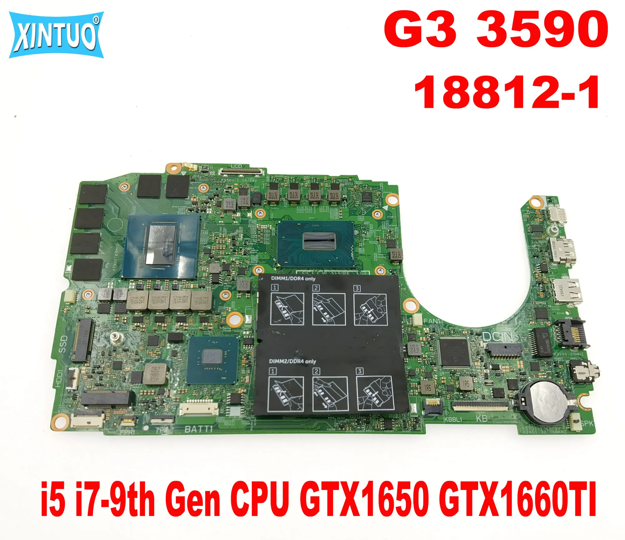 

18812-1 Mainboard for Dell G3 3590 Laptop Mainboard with i5 i7-9th Gen CPU GTX1650 GTX1660TI DDR4 100% Tested Working